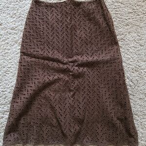 Brown eyelet lace skirt ladies size 10 by J Crew.